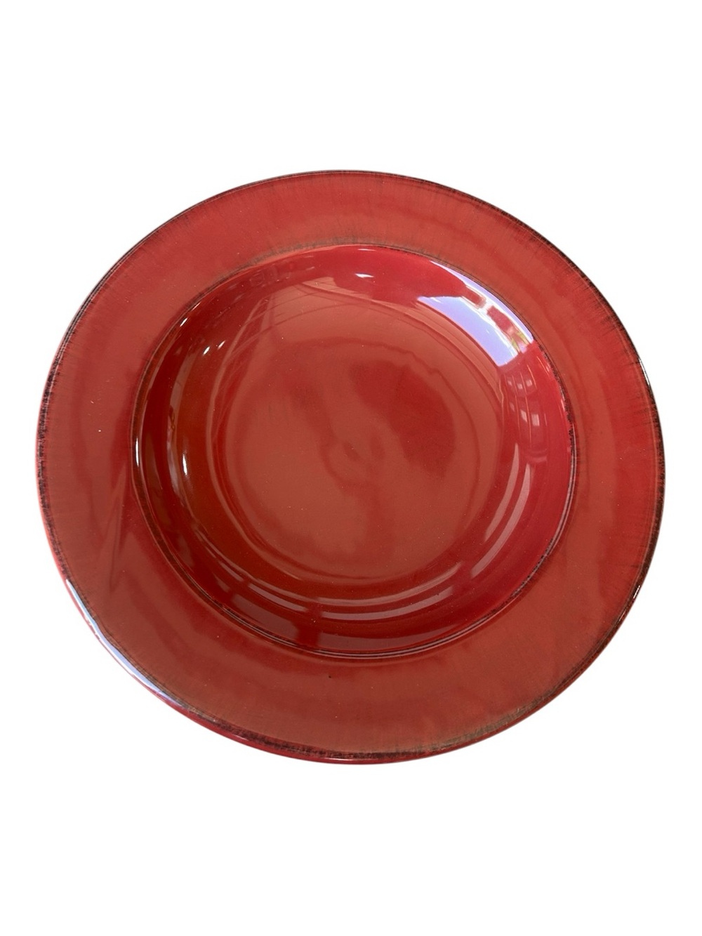 Pier 1 Imports Toscana Burgundy Wide Rim Soup Pasta Salad Bowl 9.5” Hand Painted
